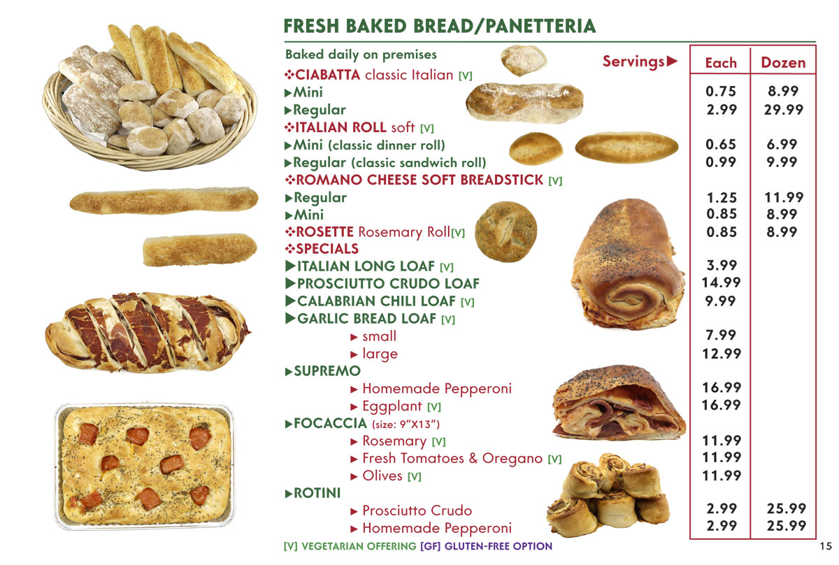 Bread-Catering menu