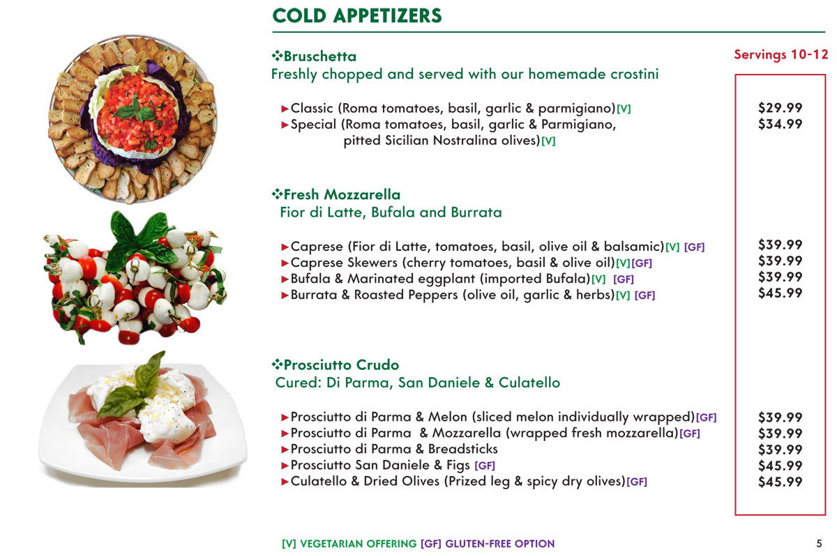 Cols Appetizers-Catering menu