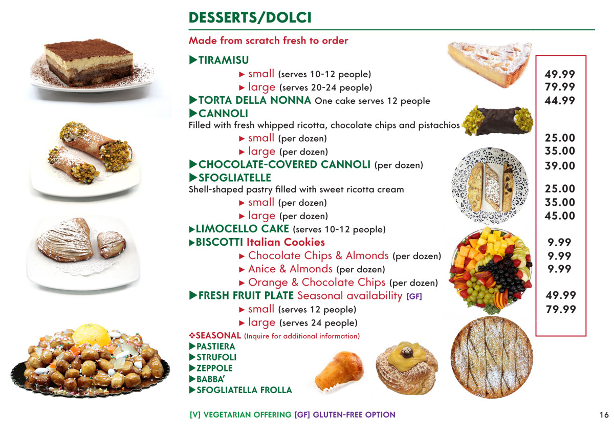 Dessert-Catering menu