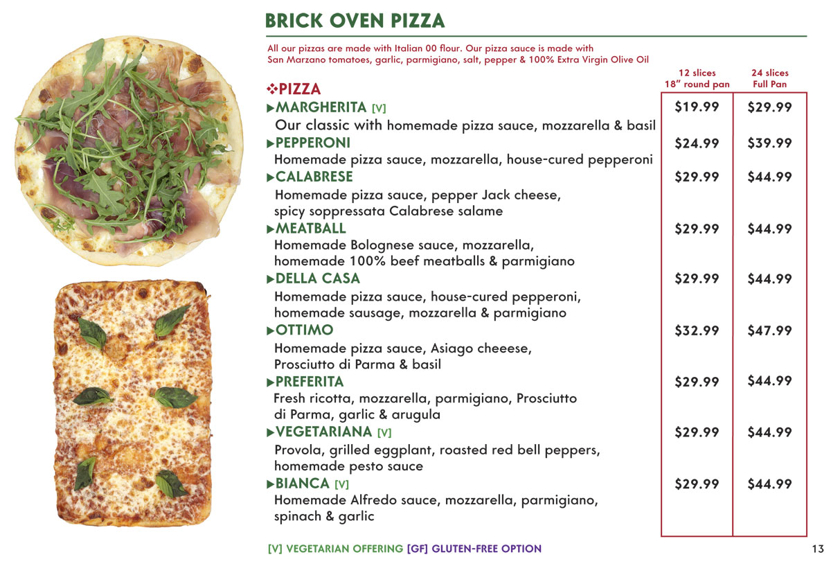 Pizza-Catering menu