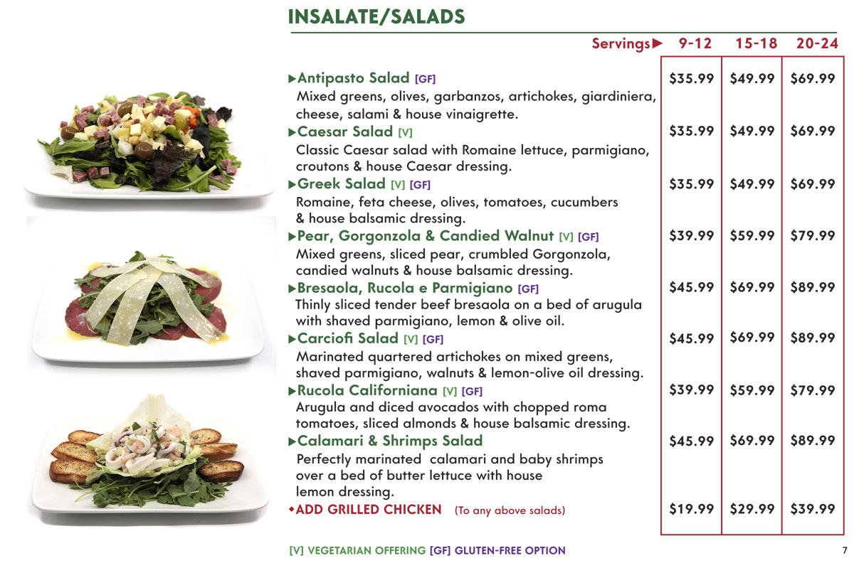 Salads-Catering menu